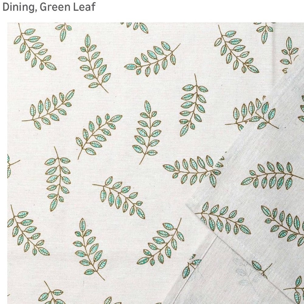 Green Leaf Patterned Tablecloth